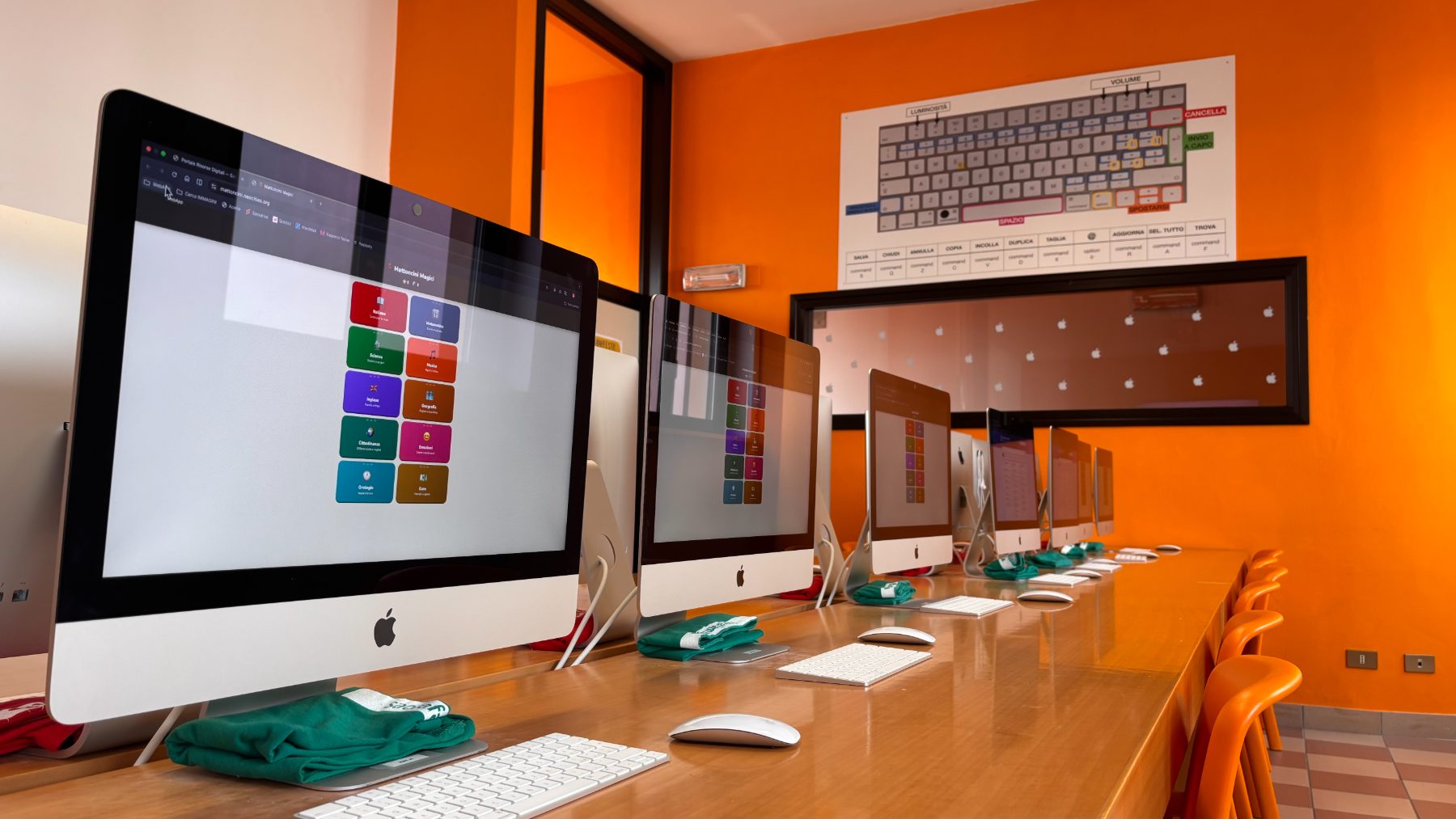 iMac con Mattoncini Magici e poster tastiera
